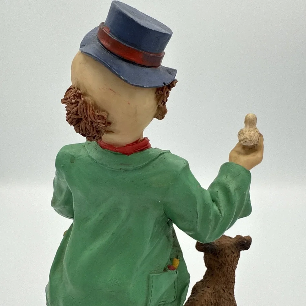 Vintage Clown Figurine With Bird In Hand And Dog Standing On A Ball